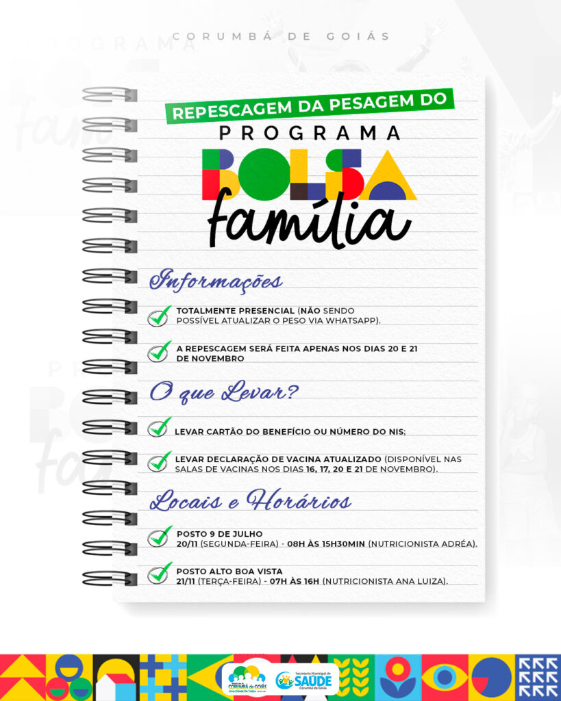 Atualização do Bolsa Família, Pesagem, Vacinas e Cadastro Único